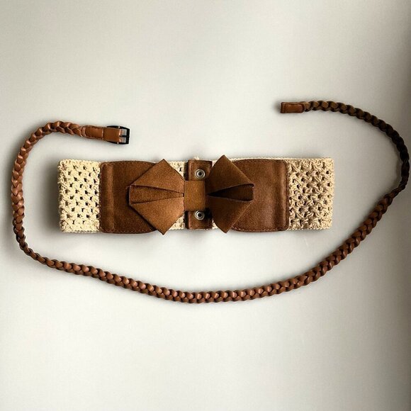 BOHO CROCHET STRETCHY & BRAIDED BELT - Picture 1 of 6